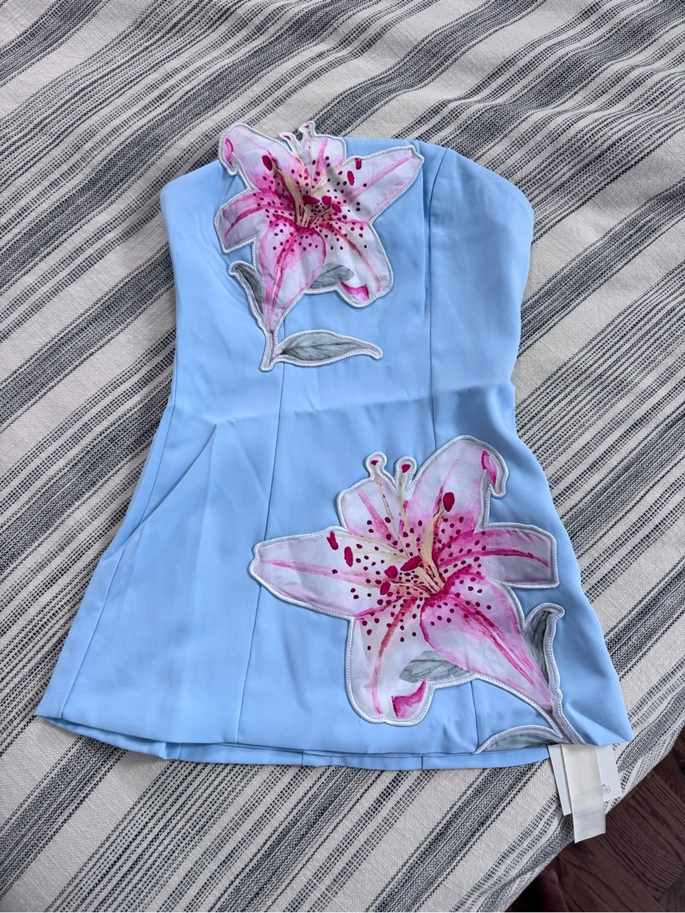 Mini Strapless HOCO Dress with Pink Lily Appliqués